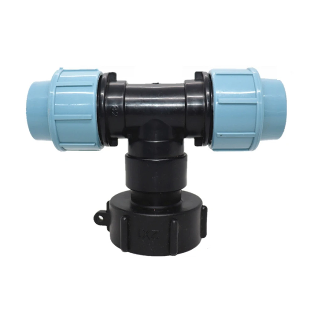 

S60X6 Garden Coarse Thread IBC Tank Adapter Connector For 20/25/32mm PE Fittings Three-way Outlet Straight-through Valve