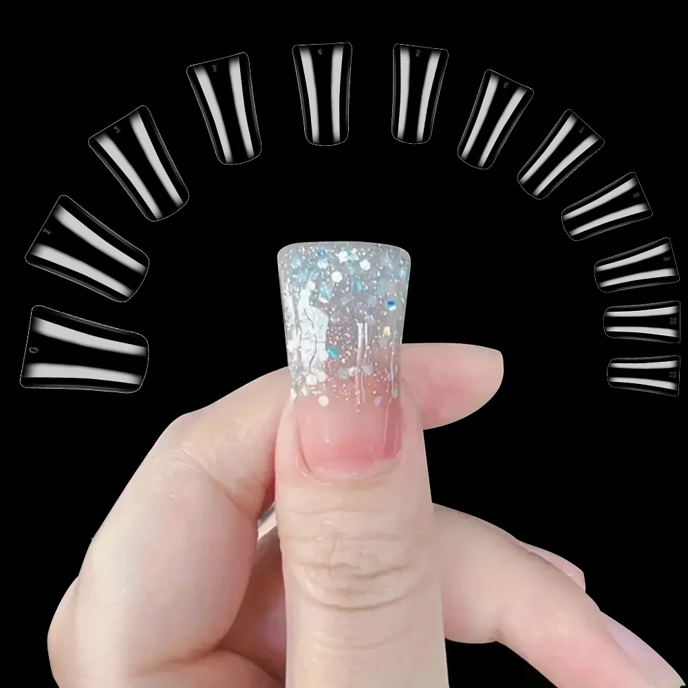 120 Stück, 12 Größen, Entenfüße-Stil, künstliche Nägel, Enten-Nagelspitzen, Gel X Ente, gebogene Nagelspitzen, fächerförmige Nageldesign- und Salonextensies – Detail 12
