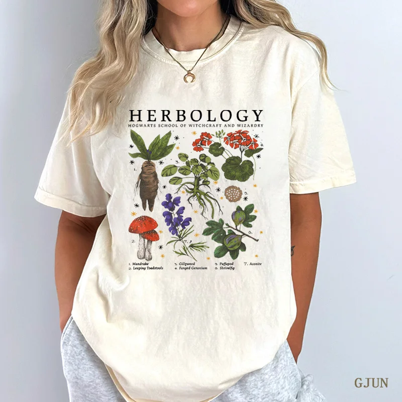 

Herbology Plants Aesthetic Loose Ladies T-shirt Harajuku Style Women Summer Tops Ullzang Woman Clothes Kawaii Tshirt Gifts