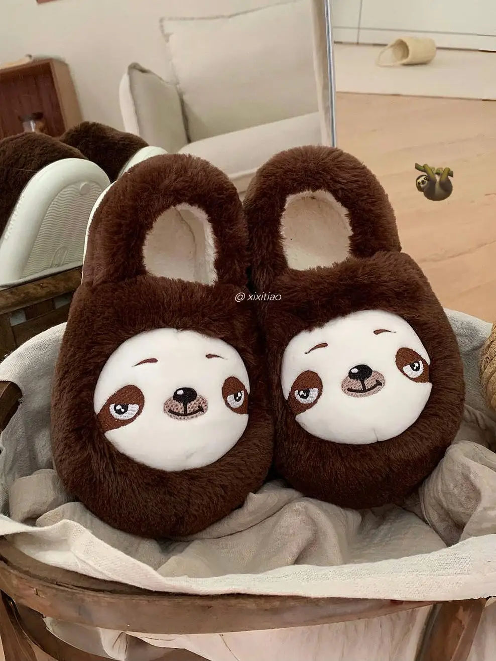 Cute Sloth Cotton Slippers For Men And Women 2024 Winter indoor