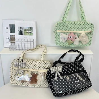 Spalla Ascelle Y2K Ulzzang Ita Borsa Donna Polka Dot Tote Bag Trendy Bolso Trasparente Sac Femme Gioventù Tela Bolsos De Mujer