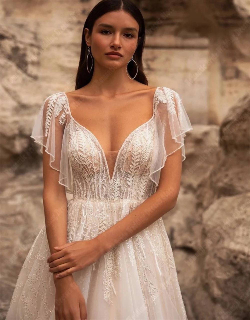 Tulle Short Sleeves Wedding Dresses Sweetheart Collar Bridal Gowns Elegant A-Line Mopping Length Vestidos De Novias Customized 3
