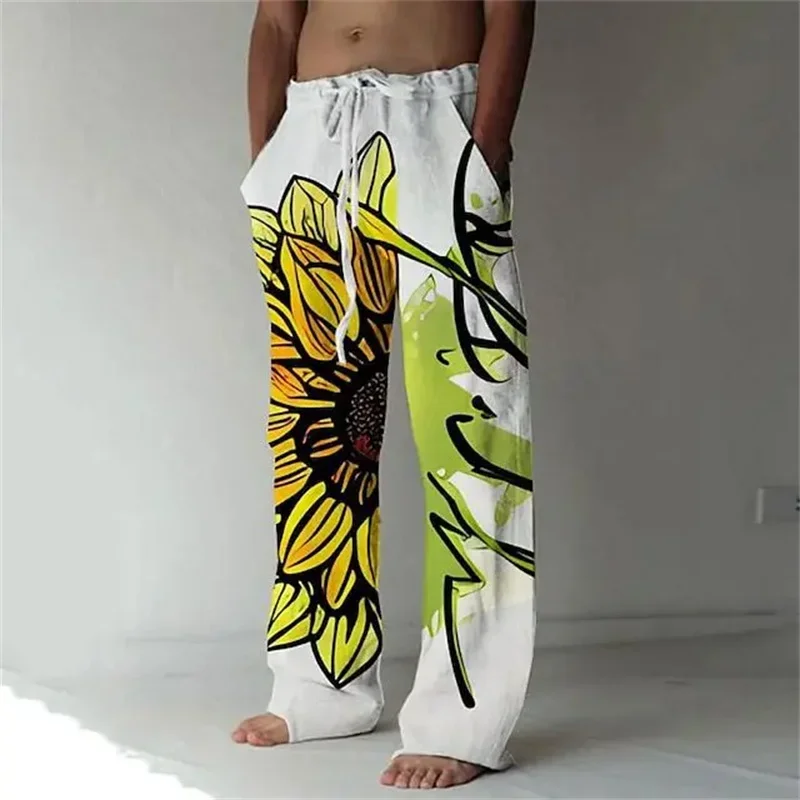 Summer Fashion New Men's Casual Trousers Ink Splash Printing Daily Handsome Comfortable Large Size Straight Pants