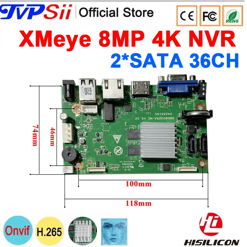 DC12V-Max-28TB-XMeye-Audio-H-265-8mp-4K-36CH-36-Channel-Face-Detection ...