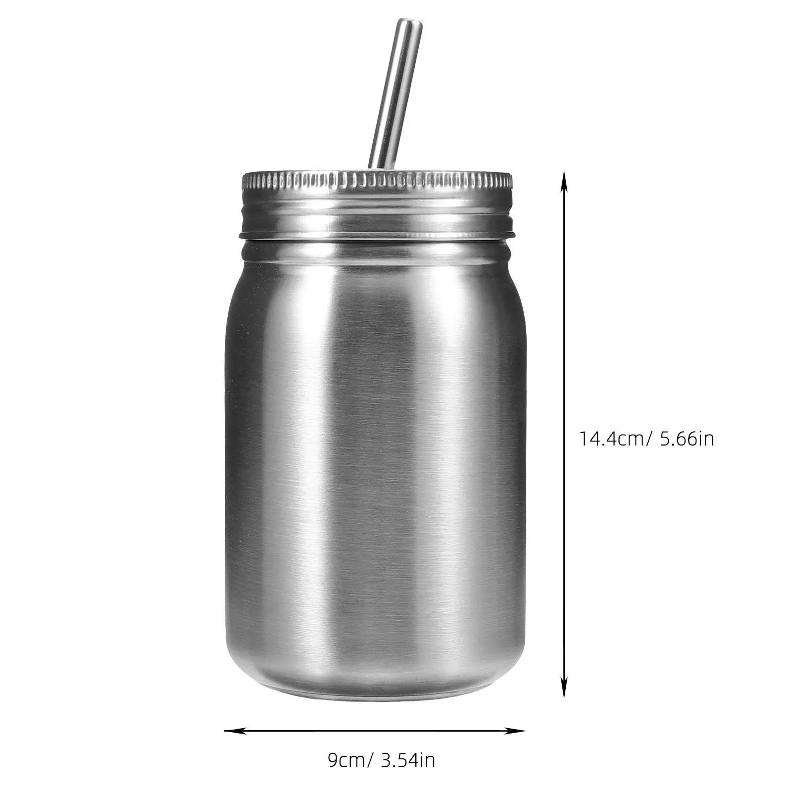 2 Pcs Stainless Steel Cup Jar with Handle Soda Can Tumbler Iced Coffee Straw Leak-proof Drinking Mugs Frothing Drinkware