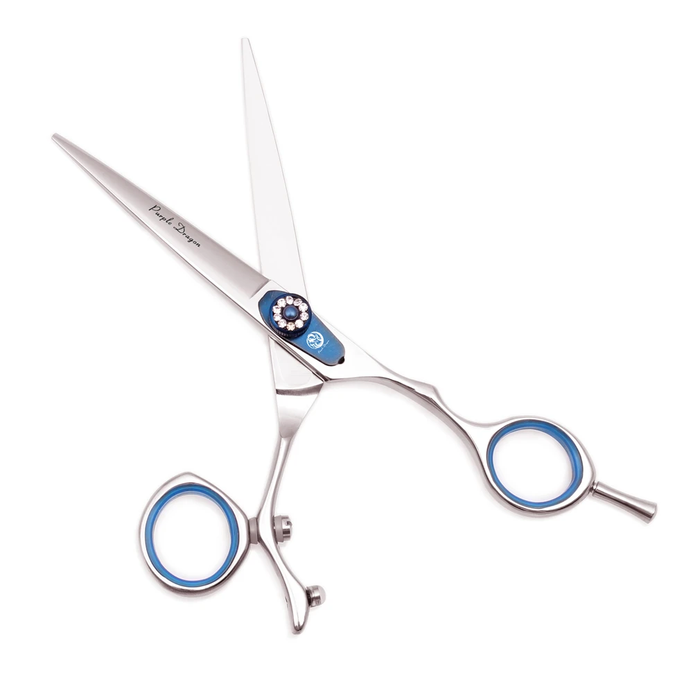 전문 미용 가위 5.5 6 보라색 드래곤 JP 440C 회전 엄지 머리 절단 가위 이발사 가위 Z9019