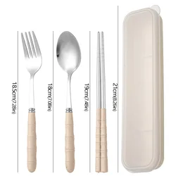 Elegant Stainless Steel Tableware Set with Portable Box - 3 Piece Flatware Collection (Nordic beige)