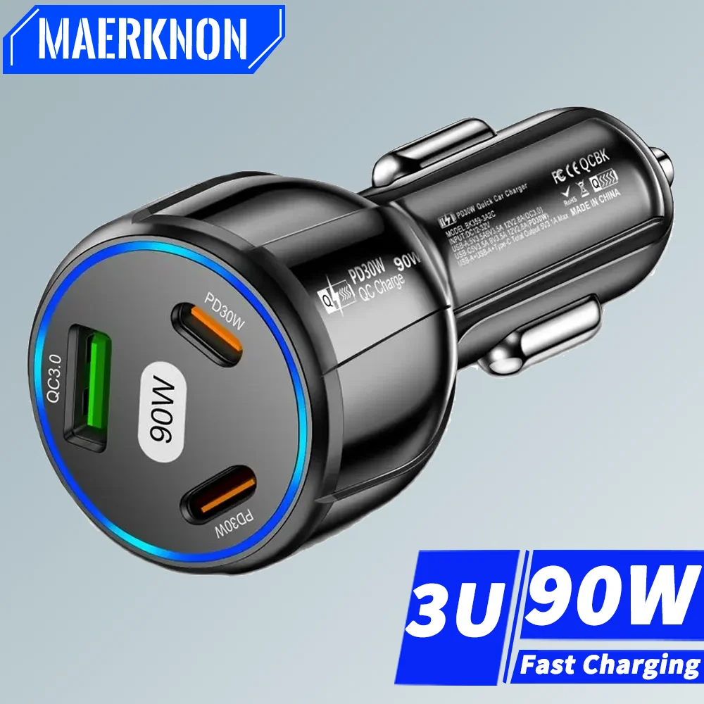 Caricabatteria Da Auto PD 20W Adattatore Di Ricarica Super Veloce Tipo C USB 120W Portatile Per IPhone 14 Pro Max 13 12 11 IPad Airpods OnePlus - Foto 6