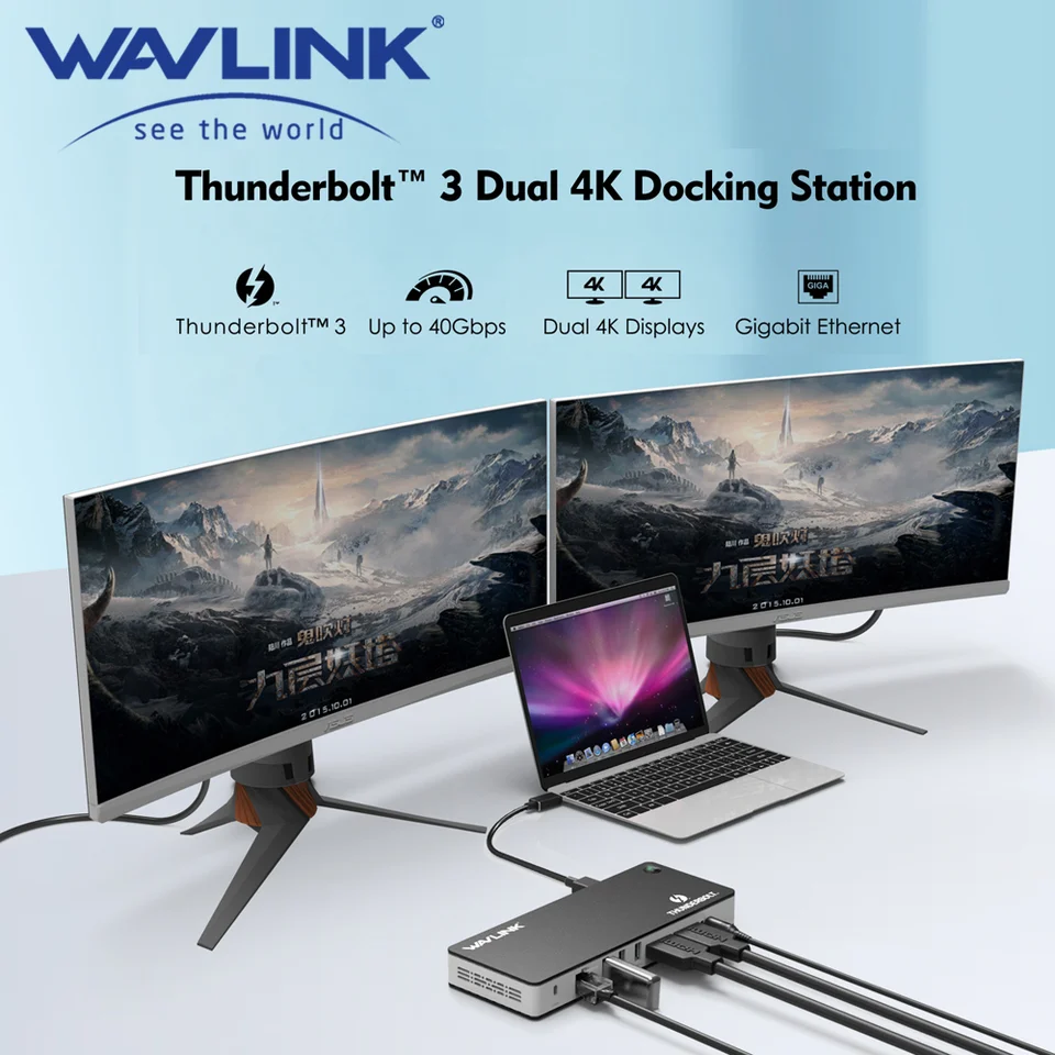 Wavlink thunderbolt 3ドッキングステーション4kデュアル
