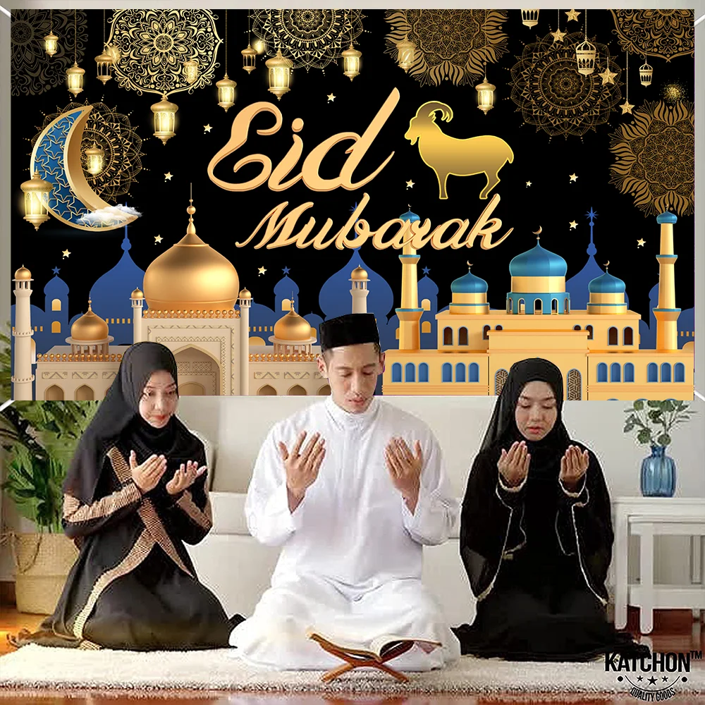180 x 110 cm Ramadan-Hintergrund, Stoffbanner, Eid Mubarak-Hintergrund, Dekor, 2026 Ramadan-Dekorationen, Eid-Party, Fotografie-Requisitenversorgung – Detail 4