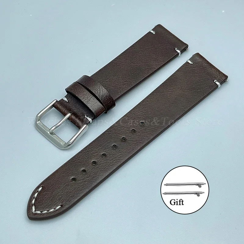 Classic Retro Leather Quick Release Watch Band - Premium Strap Replacement