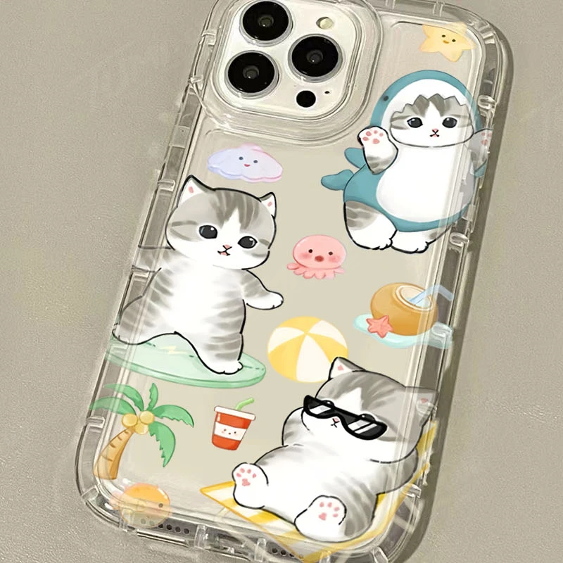 Adorable Cartoon Mofusand Cat Clear Phone Case Cover