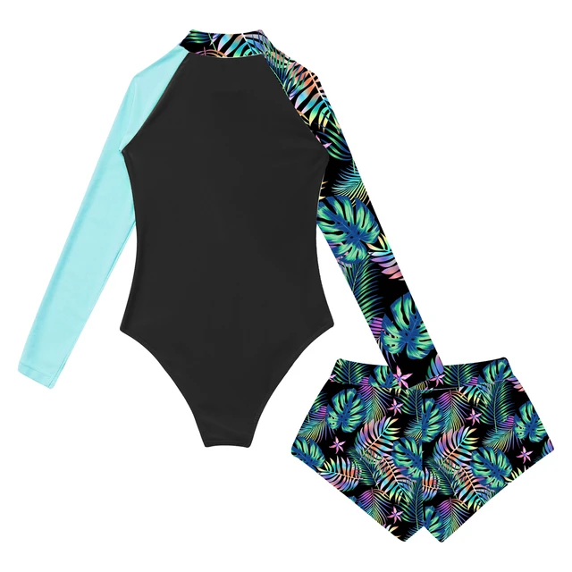 Tropical Print Swimsuit Set 2021 Girls' 2-Piece Sun Protection Rash