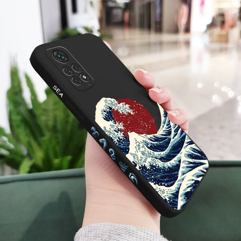 Red Sun Sea Waves Phone Case Cover