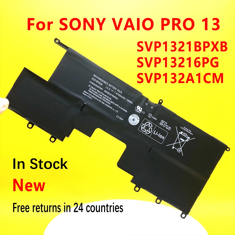 New VGP-BPS38 For SONY VAIO PRO 13 SVP1321BPXB SVP13216PG SVP132A1CM BPS38  4740mAh Laptop Battery