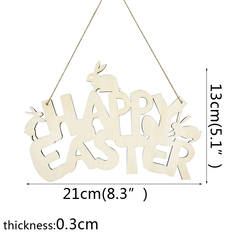 Cartello in legno con coniglietto pasquale, decorazione per la casa, in legno, con scritta Happy Easter Bunny Coniglio in legno, per soggiorno, sala da pranzo, 20 x 25 cm