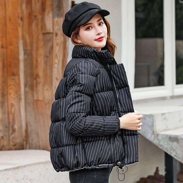  Winter Black Cropped Hooded Puffer Jacket Quilted