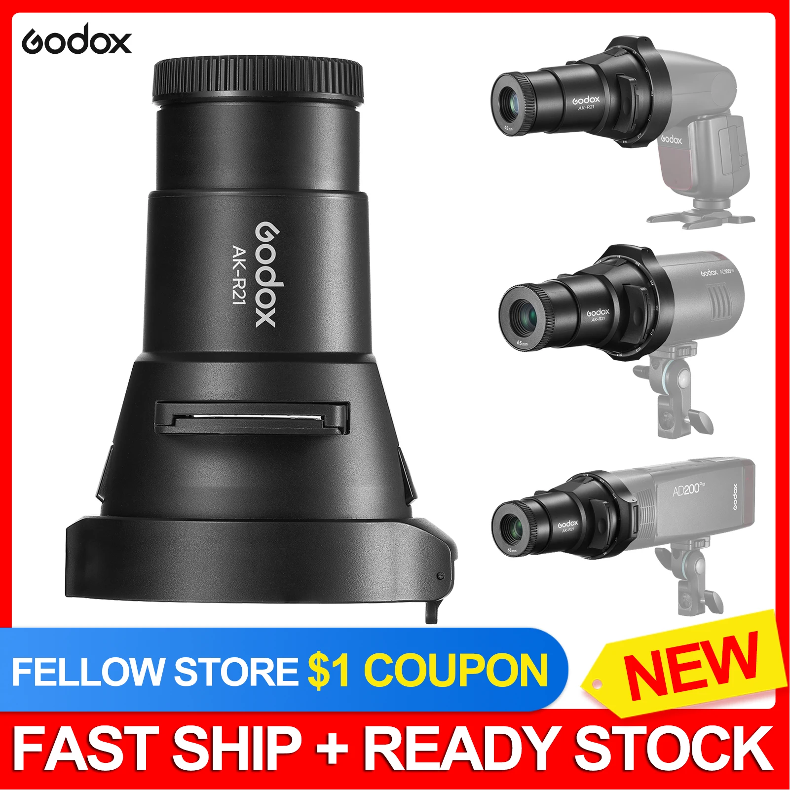 GodoxAKR21CameraFlashProjectorSetwith65mmProjectionLensfor