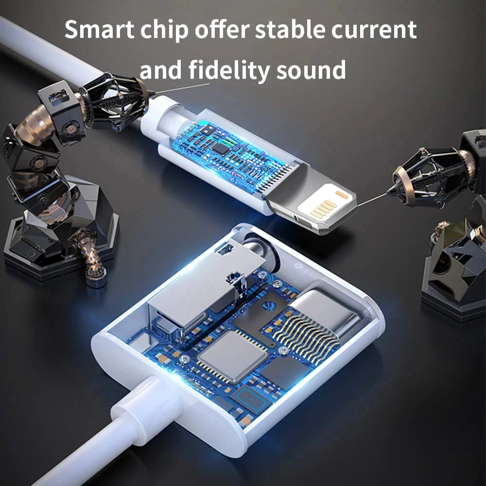 Apple 2 in 1 헤드폰 및 충전 어댑터 용 iOS 용 3.5mm 잭 iPhone 14 13 12 11 XS 8 7 오디오 변환기 액세서리
