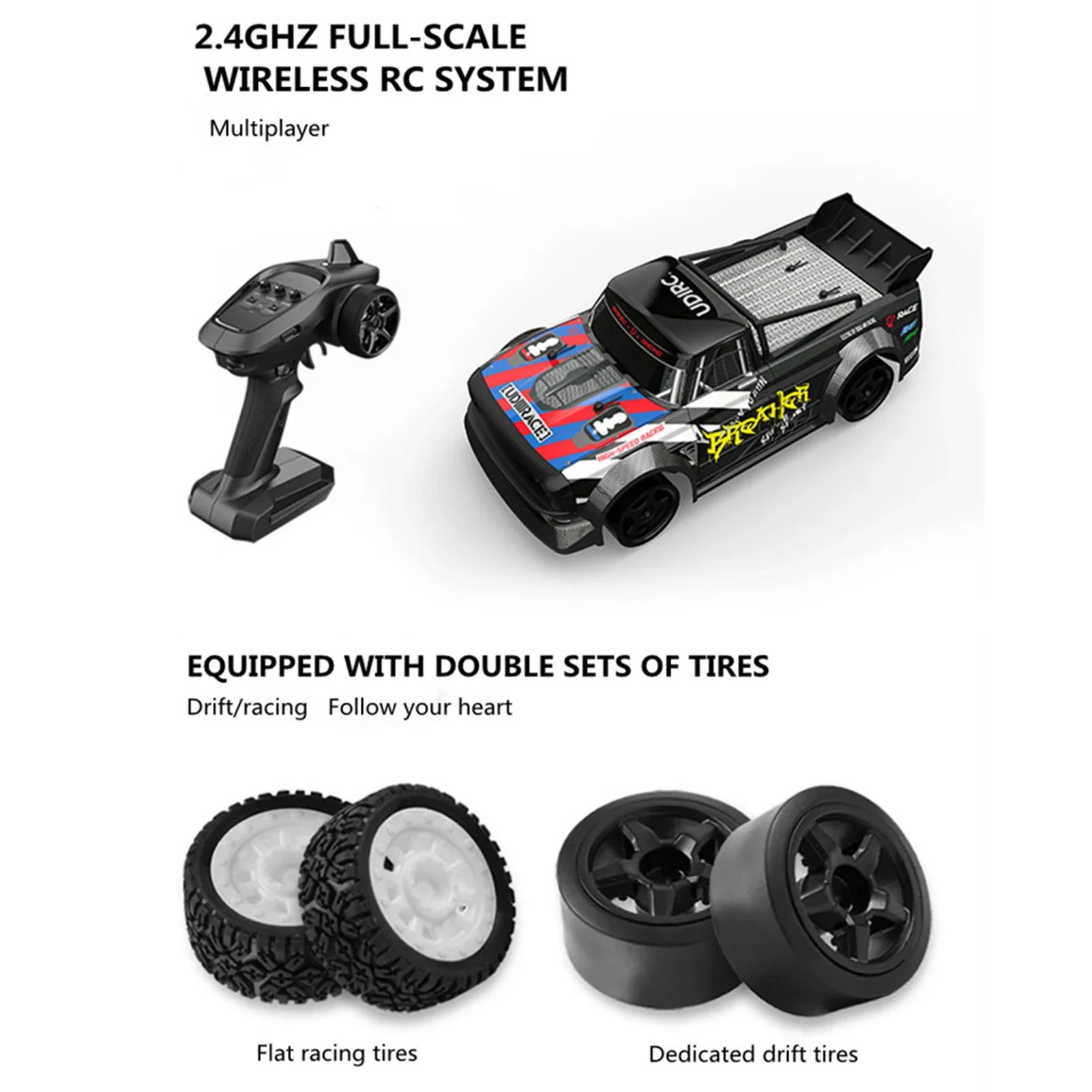 UDIR/C UD1601 Pro RC Car 1/16 2.4GHz 4WD RC Racing Car 40km/h High Speed Brushless Motor RTR with Electronic Stability System 4