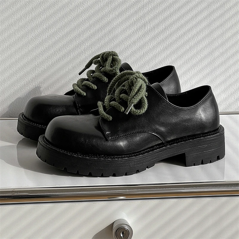 Men's Leather Casual Shoes Thick Soled Fashion Designer Style_voghion.com