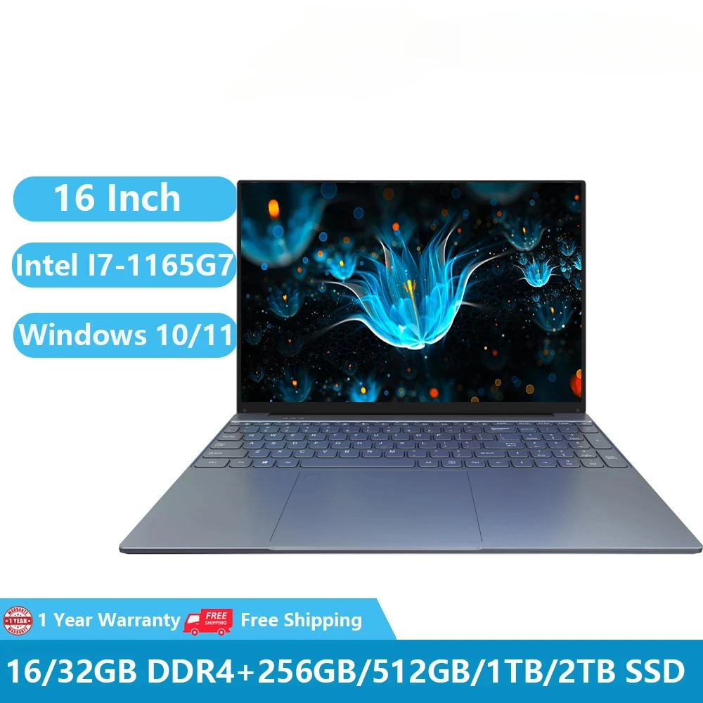 2024 Computer Portatili Da Gioco Computer Pc Home Notebook Netbook 16 Pollici Intel I7-1165G7 32Gb Ram 2Tb M.2 Wifi Camera Ultraslim Touchpad