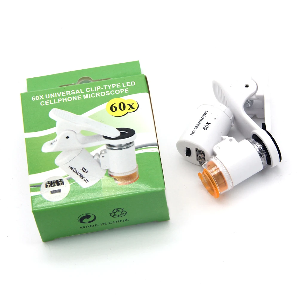 60X Portable Mobile Phone Microscope with LED Light