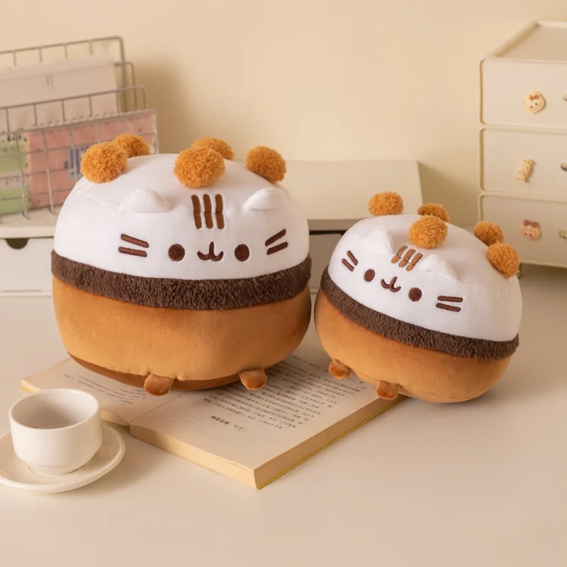 Kawaii Chocolate Ice Cream Fat Cat Plush Toy Stuffed Animal Pillow Ice Cream Cat Creative Gift Kids Birthday Gifts Sofa Decor