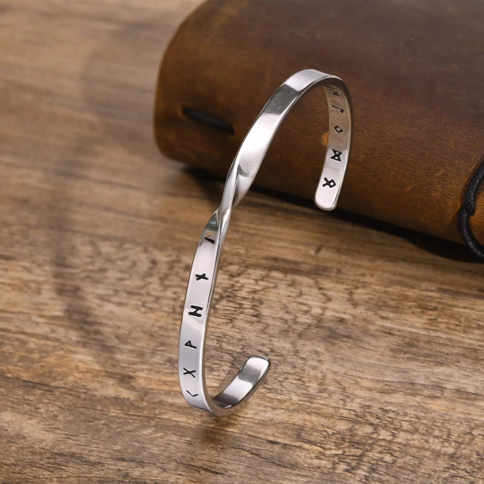 Men's Stainless Steel Solid Metal Mobius Viking Twisted Bracelets - Main Image