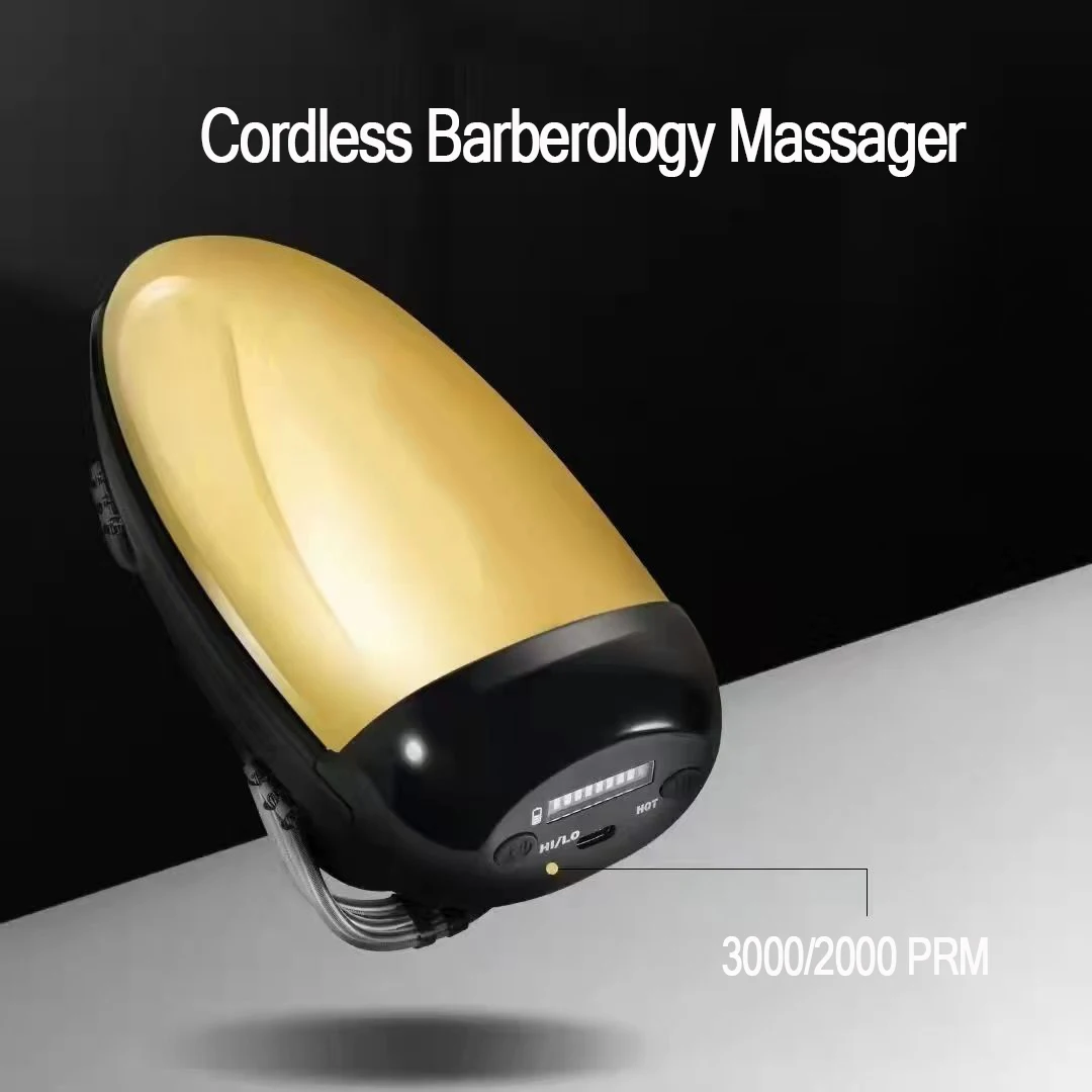 Professional Barberology Massager Cordless Handheld Heat Massager Metal