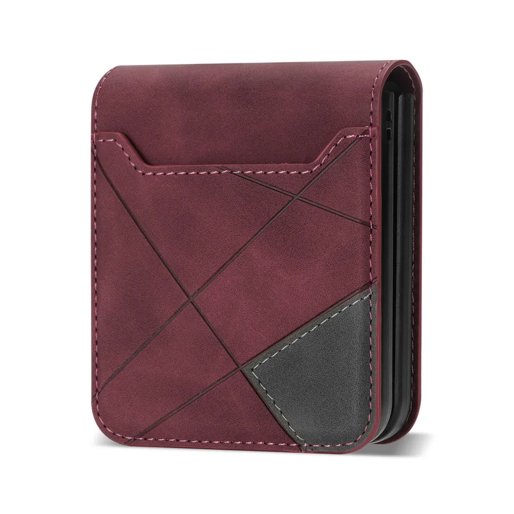 Elegant Splicing Line Leather Wallet Phone Case with Credit Card Slots