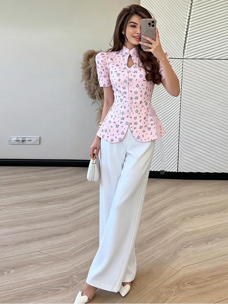 รูปสินค้า เสื้อคลุมลายพิมพ์เข้ารูป แขนพองสั้น สวยหรู ฤดูร้อน 2026