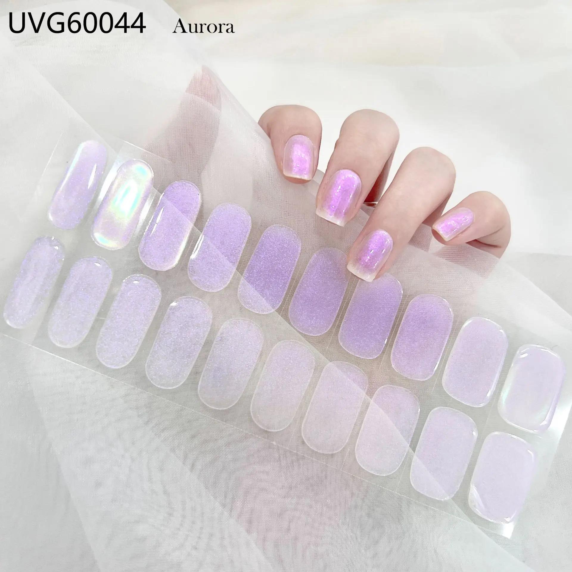 Semi Cured Gel Nail Strips Nail Gel UV Sticker Cured Chameleon Nail Gel Polish Wraps Full Cover Long Lasting Finger Nail Decals 3