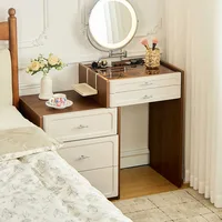 Table de toilette moderne pour femmes avec miroir de maquillage, accessoires, tiroirs de rangement, meubles de chambre à coucher 4