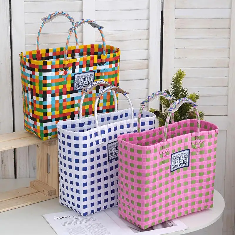 Medium Size Big Capaci Woven op Basket Vegetable Basket Beach Bag Handbag Bathing Basket Fly Storage Utili
