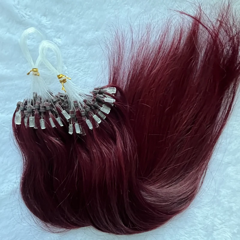 99J# Easy-to-Use Micro Ring Human Hair Extensions 50 Strands Natural Straight 30g/pack 12"-20" inches Microloop Hair Extensions