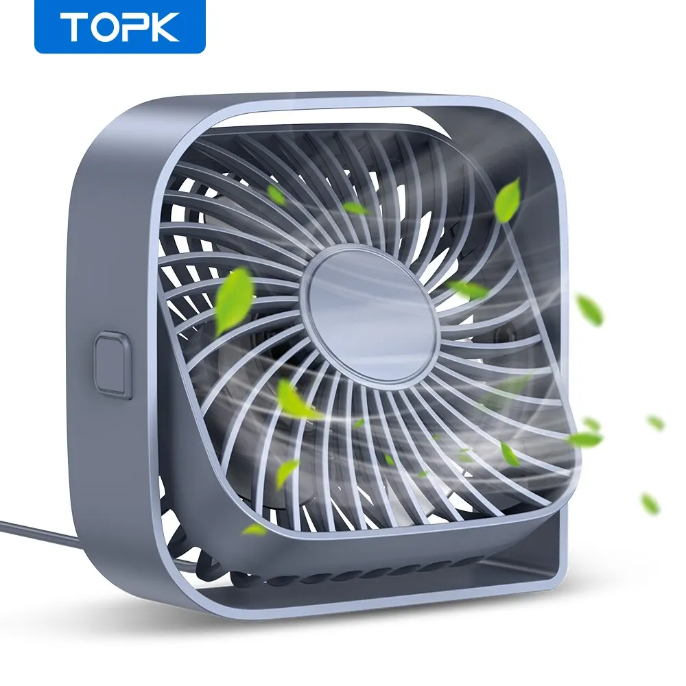 Compact USB Desk Fan with 3 Quiet Speeds and 360° Rotatable Head