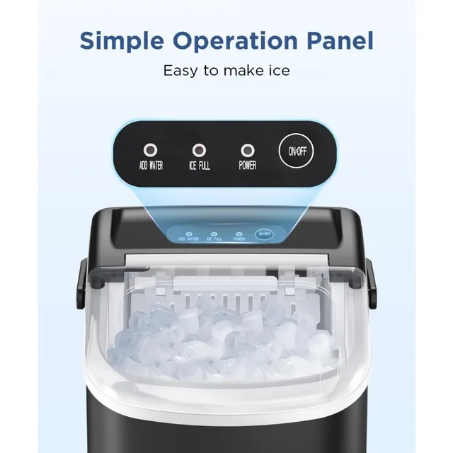 COWSAR Ice Maker Countertop, Portable Machine with Self-Cleaning, 26.5lbs/24Hrs, 9 Bullet Cubes in 6 Mins, Basket 5