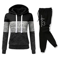Femmes survêtement impression sweat à capuche pantalon de survêtement bloc de couleur polyvalent décontracté Jogging pulls Sport pantalon tenues S-3XL 3