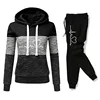 Women Tracksuit Printing Hooded Sweatshirt Sweatpant Color Block Versatile Casual Jogging Pullovers Sport Trousers Outfits S-3XL 3