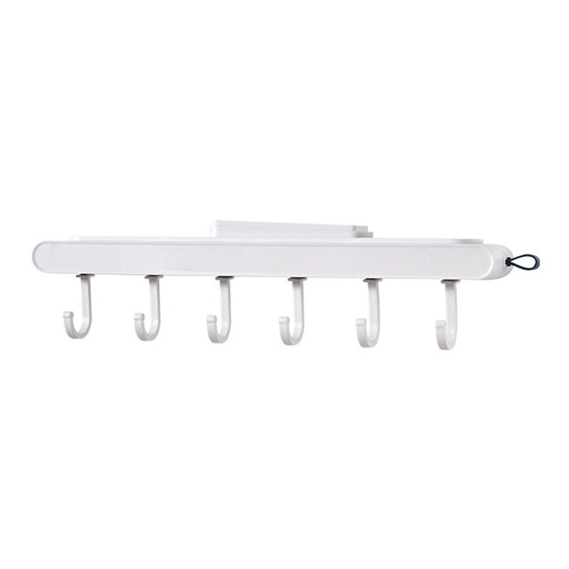Retractable Pull-Out 6-Link Hook Multifunction Hooks Kitchenware Storage Wall Shelf Kitchen Cabinet Storage Rack
