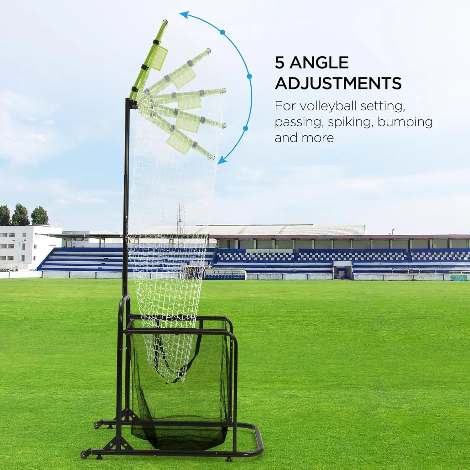 Volleyball Setter Training Equipment Volleyball Setting Trainer Setter Net with 2 Target Hoop Size 5 Angle