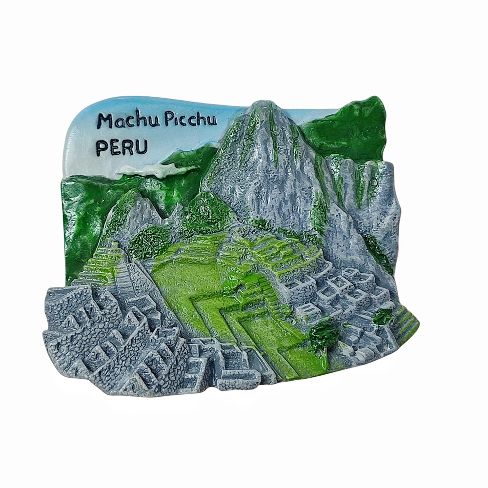 Calamita Souvenir Machu Picchu In Cristallo 3D - 50x50x20 Mm - Regalo Di Viaggio Perù