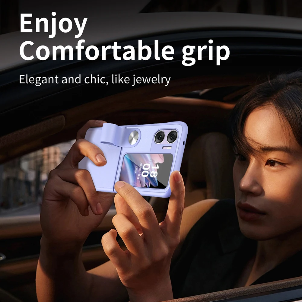 TPU Flip Case Washable with Hand Strap Mobile Phone Shell Adjustable Foldable Fall Resistant Lightweight for Smartphone Find N2