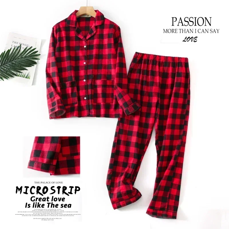 Women's Winter Pajamas Set Cotton Flannel Long-sleeved Long Trousers Sleepwear Clothes S-3xl Sizes set for women