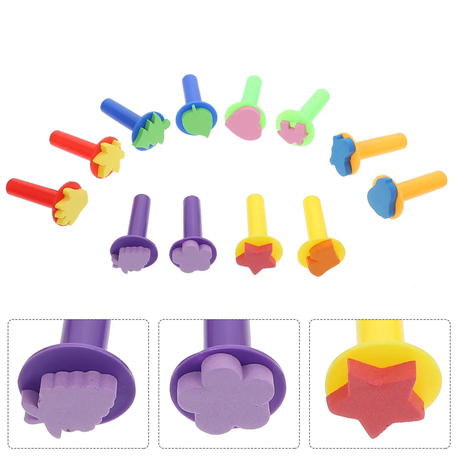 12Pcs 어린이 DIY 스탬퍼 다채로운 인감 그리기 스탬퍼 교실 보상 스크랩북..