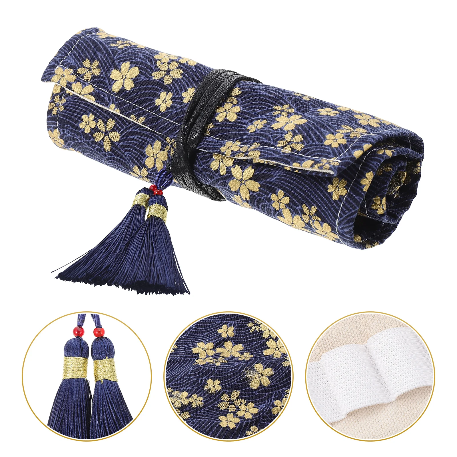 Foldable Crochet Hook Case Rolling Needle Storage Bag Knitting Tool Holder Sewing Kit Bag Craft Supplies Polyester Cotton