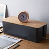 Creative Simple Wire Box Bamboo Wood Cover Cable Management Box Plug Board Storage Box Power Cord Charger Storage 3