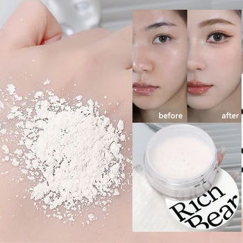 White Face Loose Powder Waterproof Oil Control Matte Natural White Transparent Setting Loose Powder Korean Makeup Brighten Face 1