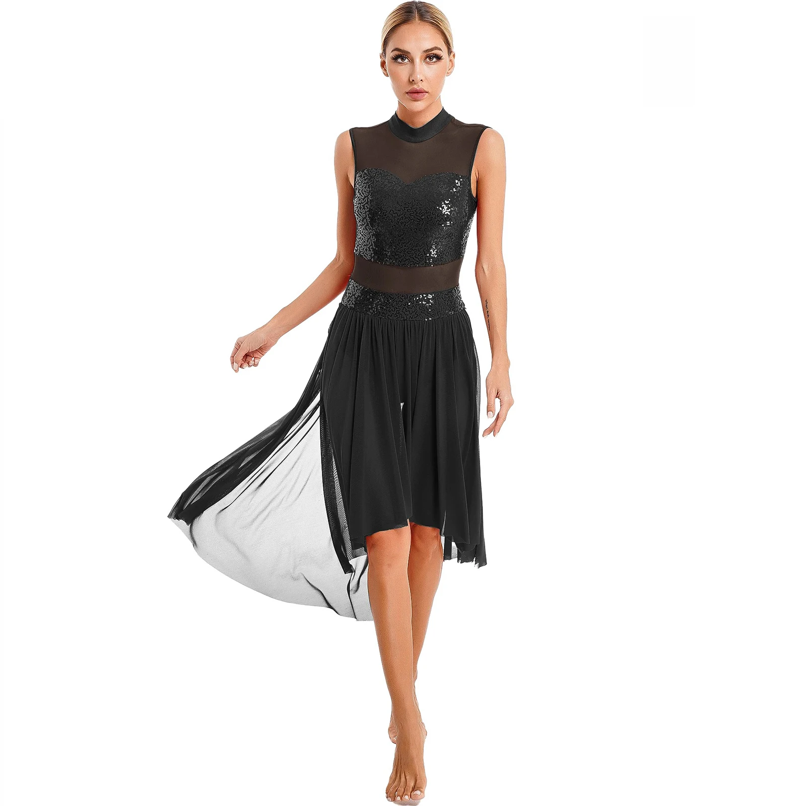 Costume Performance Pattinaggio Zaldita Abito Da Pattinaggio Artistico Per Donna Vestito Danza Lirica Con Strass Abito Da Ballo Latino Salsa Rumba Tango Jazz Performance Dancewear Nero S Body Bianco Donna Elegante